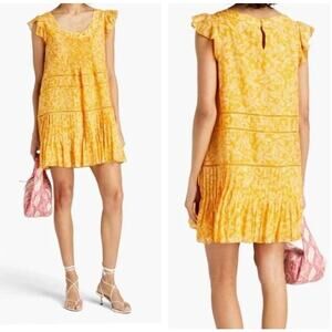 Saloni Maggie Mango Yellow Floral Mini Flutter Ruffle Dress Size  6